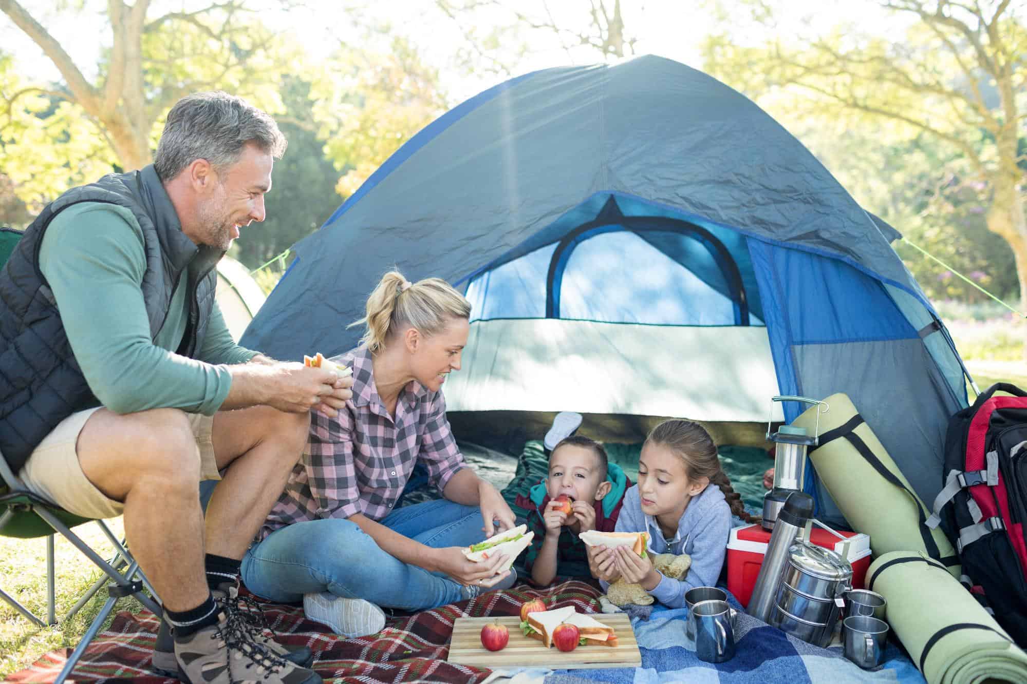  A photo of a family camping out in the wilderness