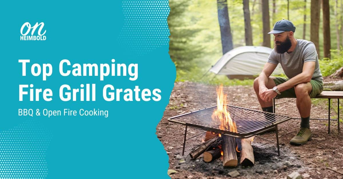 Top Camping Fire Grill Grates - BBQ & Open Fire Cooking: A Man beside Campfire Grill in the forest