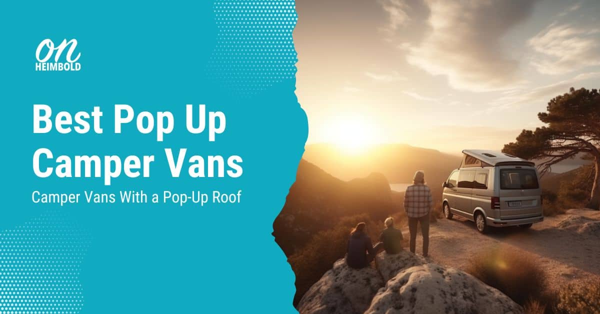 Best Pop Up Camper Vans With a Pop-Up Roof - VW California and Family at a cliff watching sunset (AI Generated with MJ)
